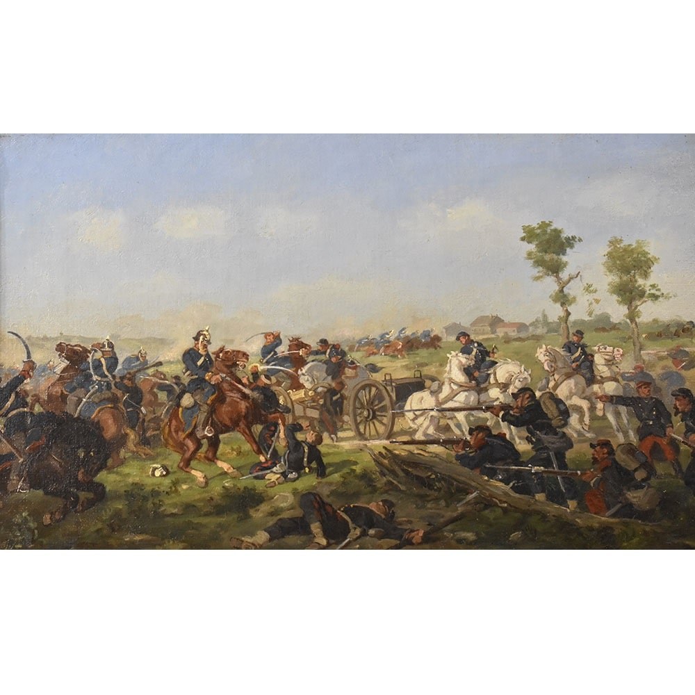 QP561 1 antique oil painting army in battle XIX century.jpg